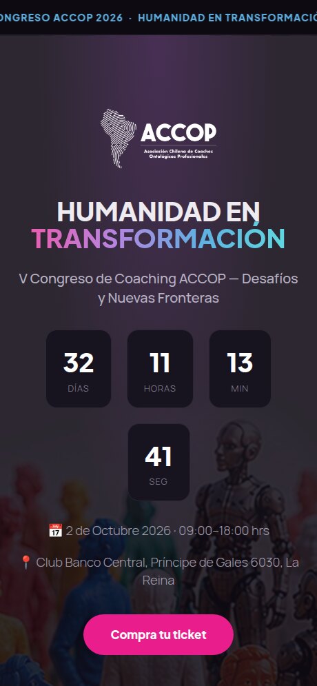 El sitio del Congreso ACCOP visto en el celular